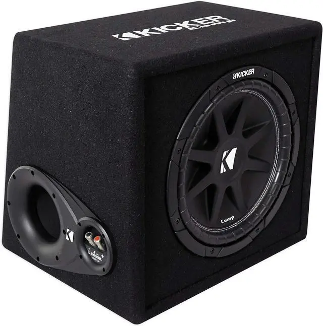 Alt view image 2 of 7 - KICKER 43VC124 Comp 12" Subwoofer in Vented Sub Box Enclosure, 4-Ohm Bundle with Rockville Rock Anywhere Waterproof Portable Bluetooth Speaker (2 Items)