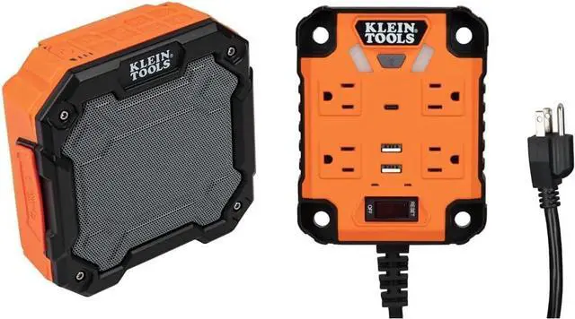 Main image of Klein Tools Bluetooth Jobsite Speaker with Magnet and Hook (AEPJS3) Magnetic Power Strip with Surge Protector (PowerBox 1)