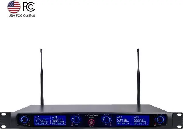 Alt view image 2 of 5 - Sound Town 4 Channels Professional UHF Wireless Microphone System with Rack Mountable Metal Receiver and 4 Handheld Mics, for Church, School, Outdoor Wedding, Meeting, Party and Karaoke