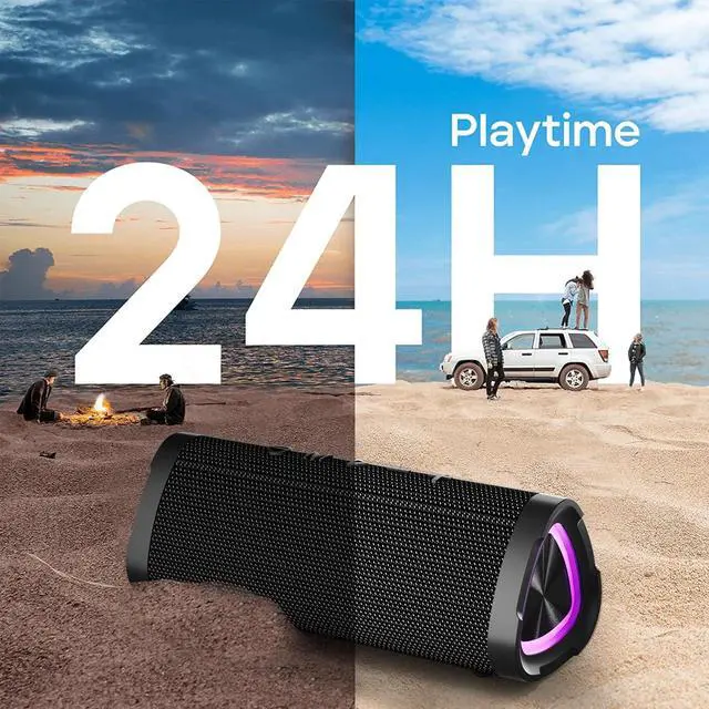 Alt view image 4 of 6 - Vanzon Bluetooth Speakers, V40 Portable Wireless Speaker V5.0 with 24W Loud Stereo Sound, 24H Playtime, TWS & IPX7 Waterproof, Suitable for Travel, Home and Outdoors