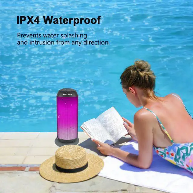 Alt view image 7 of 7 - Portable Bluetooth Speaker Wireless with Lights, HD Stereo Sound, IPX4 Waterproof, TWS Pairing, BT5.3 with AUX Input, Small Speaker for Outdoor Home Camping Party, Ideal Electronics Gifts for Him, Her