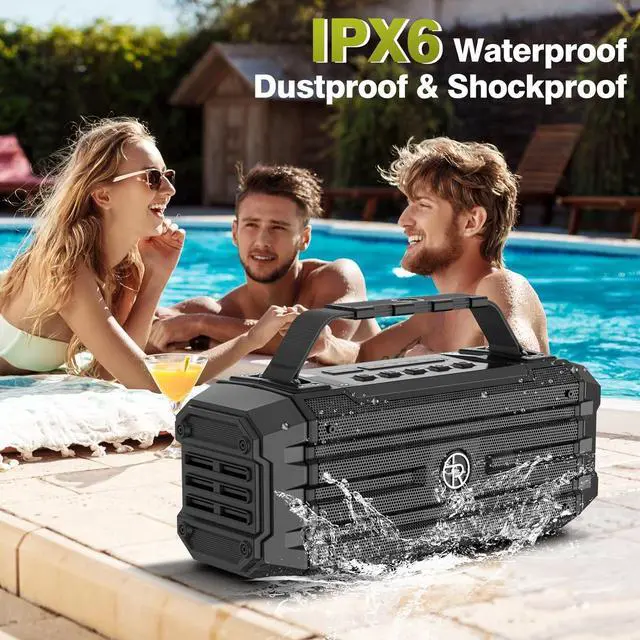 Alt view image 3 of 7 - Bluetooth Speaker 120W Peak 80W Portable Wireless Hi-Fi Loud Outdoor IPX6 Waterproof Big Party Speakers with Deep Bass, TWS Pairing, DSP Sound Boombox for Home Camping Beach