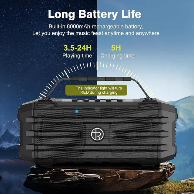 Alt view image 5 of 7 - Bluetooth Speaker 120W Peak 80W Portable Wireless Hi-Fi Loud Outdoor IPX6 Waterproof Big Party Speakers with Deep Bass, TWS Pairing, DSP Sound Boombox for Home Camping Beach