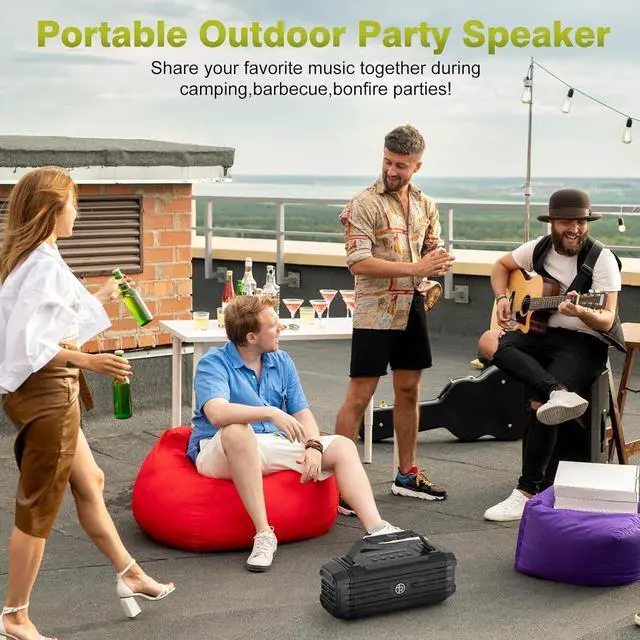 Alt view image 6 of 7 - Bluetooth Speaker 120W Peak 80W Portable Wireless Hi-Fi Loud Outdoor IPX6 Waterproof Big Party Speakers with Deep Bass, TWS Pairing, DSP Sound Boombox for Home Camping Beach