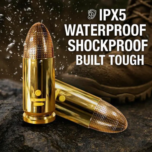 Alt view image 3 of 7 - Bullet Bluetooth Speaker  Portable Wireless, IPX5 Waterproof, 810Hr Battery, USB-C, TWS Pairing, Volume Control, 70ft Range for Home/Party/Outdoor/Beach