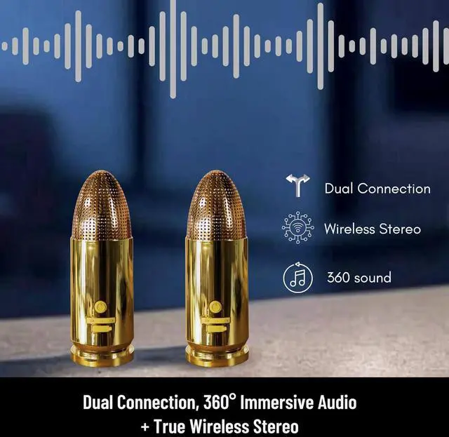 Alt view image 4 of 7 - Bullet Bluetooth Speaker  Portable Wireless, IPX5 Waterproof, 810Hr Battery, USB-C, TWS Pairing, Volume Control, 70ft Range for Home/Party/Outdoor/Beach