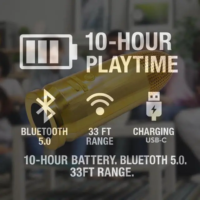 Alt view image 5 of 7 - Bullet Bluetooth Speaker  Portable Wireless, IPX5 Waterproof, 810Hr Battery, USB-C, TWS Pairing, Volume Control, 70ft Range for Home/Party/Outdoor/Beach