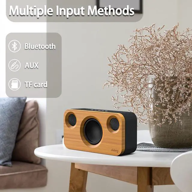 Alt view image 3 of 7 - Bluetooth Speaker with Deep Bass, 40W(Peak) Wireless Portable Speaker with TWS, AUX, TF Card, Stereo Sound Wood Home Audio Sync up to 100 Bluetooth 5.3 Speakers For Home Party, Outdoor Camping