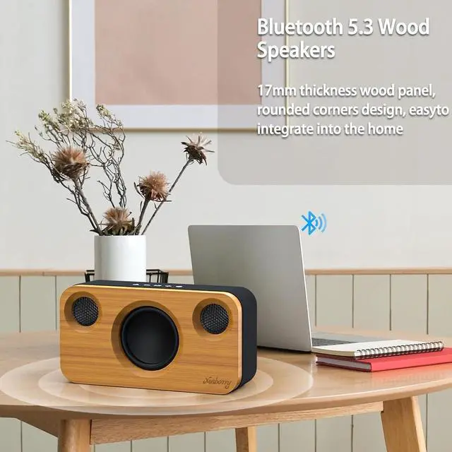 Alt view image 5 of 7 - Bluetooth Speaker with Deep Bass, 40W(Peak) Wireless Portable Speaker with TWS, AUX, TF Card, Stereo Sound Wood Home Audio Sync up to 100 Bluetooth 5.3 Speakers For Home Party, Outdoor Camping