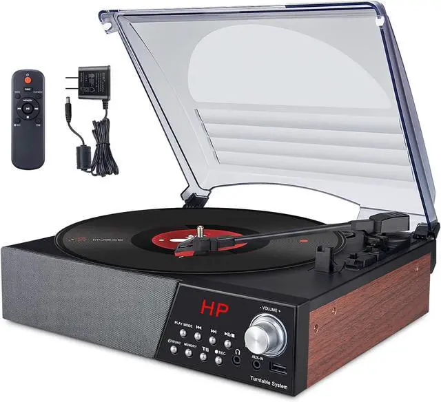 Main image of Record Player,3 Speed Turntable Vinyl Record Player with Bluetooth Speaker, MP3 Player Portable with FM Stereo Radio, Vinyl to MP3 Recording Phonograph Player, Brown