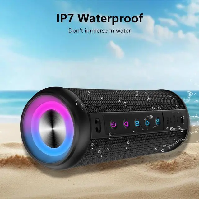 Alt view image 7 of 7 - Portable Bluetooth Speaker, Bluetooth 5.4 Wireless Speaker with 20W HD Loud Stereo Sound, 12H Playtime, IPX5 Waterproof, LED Lights, TWS Pairing, Built-in Mic, for Outdoor, Home, Party, Beach, Gift