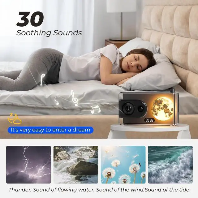Alt view image 6 of 7 - Portable Bluetooth Speaker with Lights, 18W Portable Wireless Speakers with Subwoofer, Alarm Clock, Stereo Loud Sound, Deep Bass, AUX&TF-Card Input, Bluetooth 5.3, TWS Paring