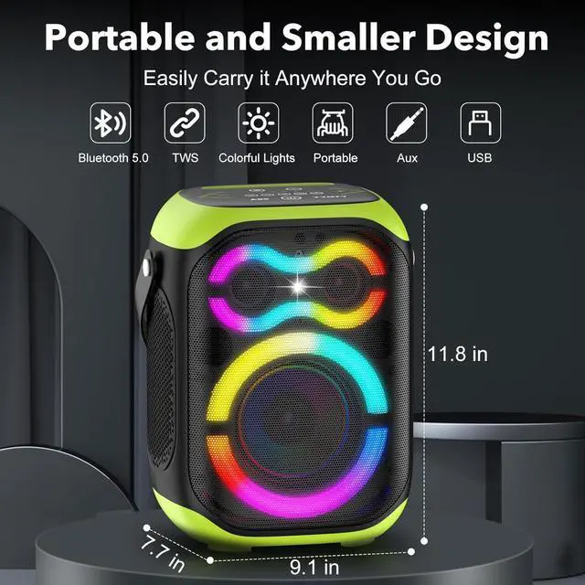 Alt view image 3 of 7 - Portable Bluetooth Speakers 80W Big Powerful Wireless Outdoor Loud Stereo Deep Bass Sound Boombox TWS Home Party Speaker with Subwoofer LED Lights