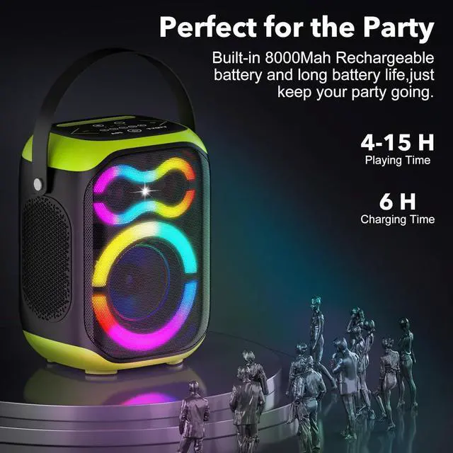 Alt view image 4 of 7 - Portable Bluetooth Speakers 80W Big Powerful Wireless Outdoor Loud Stereo Deep Bass Sound Boombox TWS Home Party Speaker with Subwoofer LED Lights