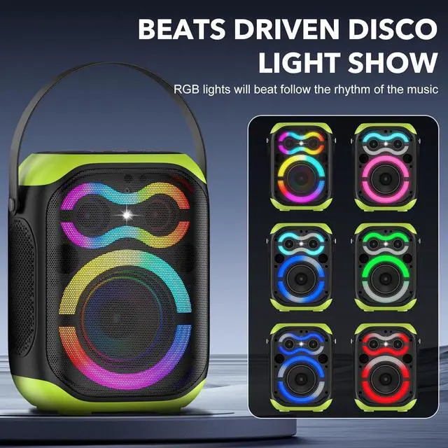 Alt view image 5 of 7 - Portable Bluetooth Speakers 80W Big Powerful Wireless Outdoor Loud Stereo Deep Bass Sound Boombox TWS Home Party Speaker with Subwoofer LED Lights