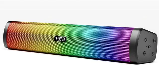 Main image of OOYY Home Portable Bluetooth Speaker with Colorful Flashing Lights, Wireless Bluetooth Sound Bar, Perfect for Home Theater and Gaming (Black)