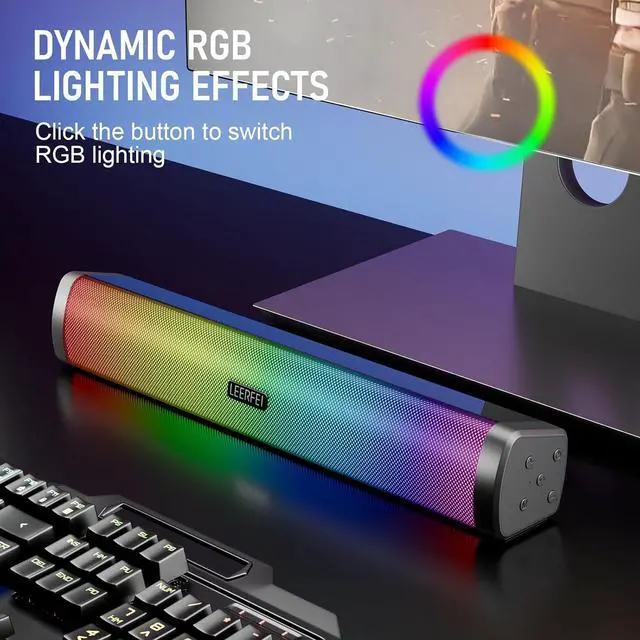 Alt view image 2 of 7 - OOYY Home Portable Bluetooth Speaker with Colorful Flashing Lights, Wireless Bluetooth Sound Bar, Perfect for Home Theater and Gaming (Black)