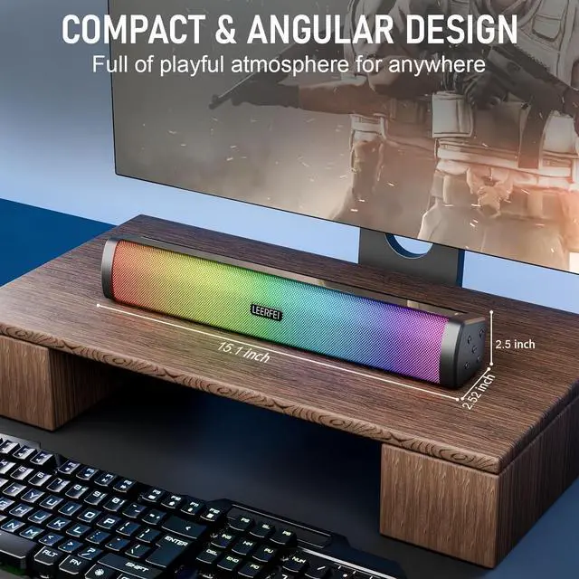Alt view image 7 of 7 - OOYY Home Portable Bluetooth Speaker with Colorful Flashing Lights, Wireless Bluetooth Sound Bar, Perfect for Home Theater and Gaming (Black)