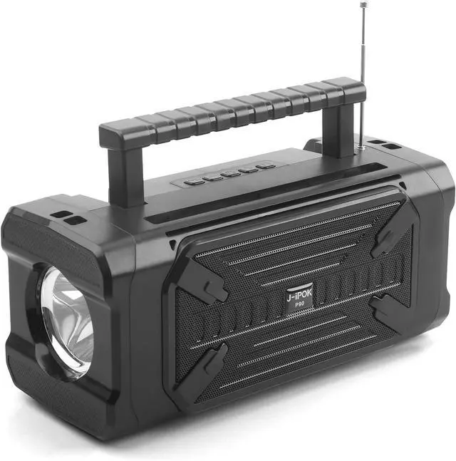 Main image of Portable Solar Bluetooth Speaker with Outdoor Emergency Flashlight, FM Radio Function, High Audio Solar Bluetooth Speaker (Black)