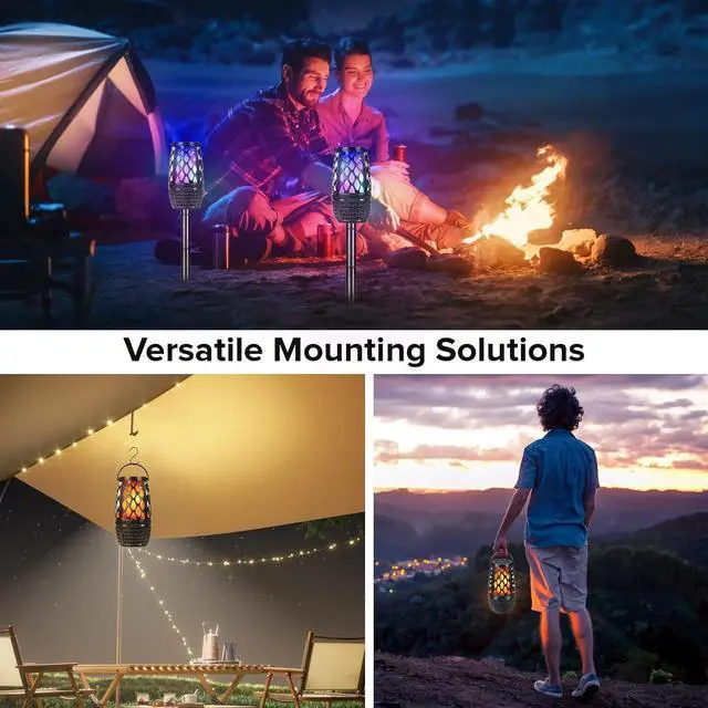 Alt view image 5 of 7 - Outdoor Speakers, Colorful LED Flame Speaker Gift for Men, Torch Atmosphere Speaker Waterproof, Bluetooth 5.3, Stereo Sound, Portable Wireless Speaker with Stake, Hook for Patio/Yard/Porch