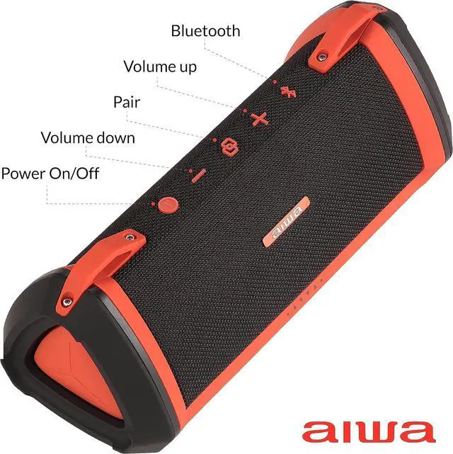 Alt view image 3 of 7 - Aiwa Exos-3 Waterproof Bluetooth Speaker, 60W Peak Power, 20-Hour Playtime, Stereo Sound, USB-C Charging, IPX7 Waterproof, Wireless Pairing, Perfect for Outdoor Adventures