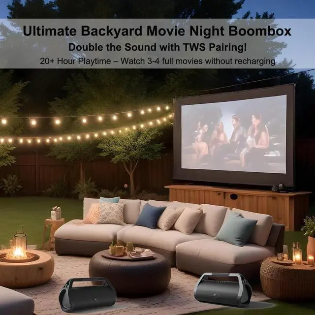 Alt view image 5 of 7 - Portable Waterproof Speaker Bluetooth 5.3, Max 120W Loud Outdoor Boombox for Outside, Powerful Bass, True Wireless Stereo (TWS), 30 Hours Playtime, Ideal for Beach, Pool Parties, Camping