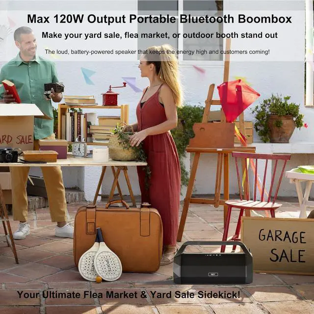 Alt view image 6 of 7 - Portable Waterproof Speaker Bluetooth 5.3, Max 120W Loud Outdoor Boombox for Outside, Powerful Bass, True Wireless Stereo (TWS), 30 Hours Playtime, Ideal for Beach, Pool Parties, Camping