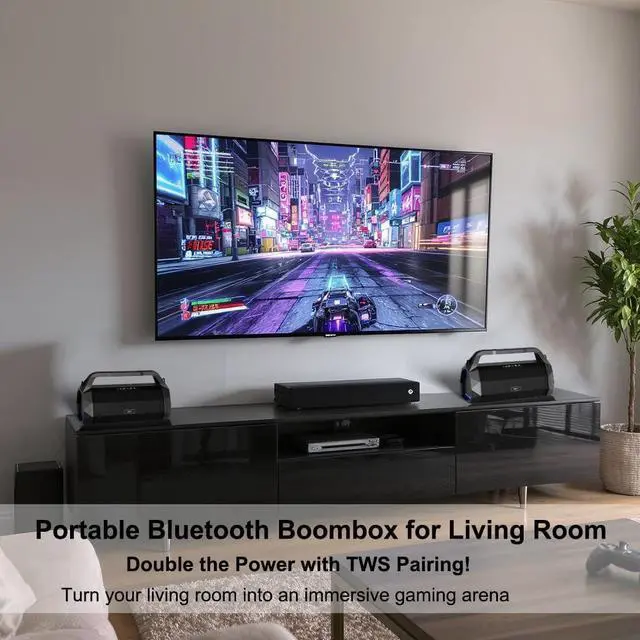 Alt view image 7 of 7 - Portable Waterproof Speaker Bluetooth 5.3, Max 120W Loud Outdoor Boombox for Outside, Powerful Bass, True Wireless Stereo (TWS), 30 Hours Playtime, Ideal for Beach, Pool Parties, Camping