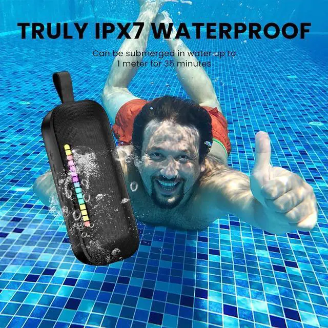 Alt view image 3 of 6 - Portable Bluetooth Speaker,IPX7 Waterproof Speakers Bluetooth Wireless,20W Portable Speaker with 24Hours Playtime, for Travel,Home,Pool,Outdoor Portable Bluetooth Speakers-LFS (Black)