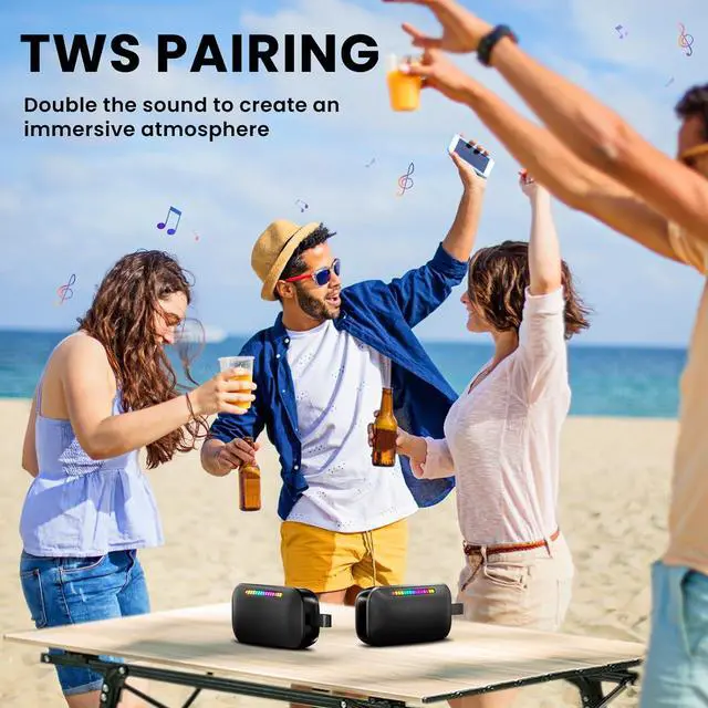 Alt view image 6 of 6 - Portable Bluetooth Speaker,IPX7 Waterproof Speakers Bluetooth Wireless,20W Portable Speaker with 24Hours Playtime, for Travel,Home,Pool,Outdoor Portable Bluetooth Speakers-LFS (Black)