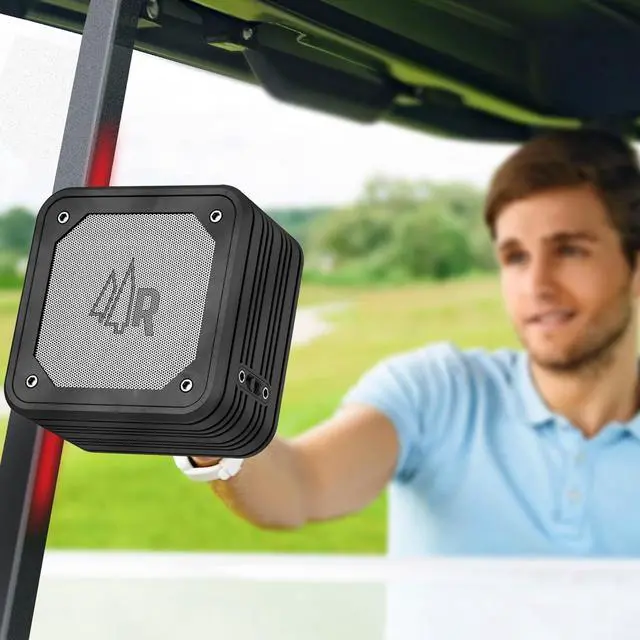 Alt view image 6 of 7 - Magnetic Dual Pairing Stereo Bluetooth Speakers for Golf Carts (2 Pack) Waterproof IPX6, Wireless Surround Sound with Built-in Magnet Bar Mount - Portable for Travel, Job Sites and Golfing