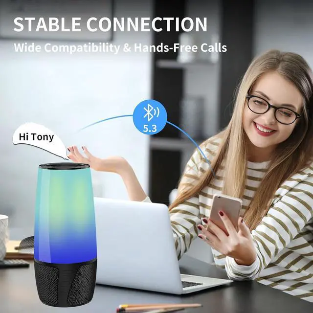 Alt view image 2 of 7 - FDY Portable Bluetooth Speaker,9 Color LED Lighting,Wireless Speakers 40W Loud Sound,IPX6 Waterproof,Bluetooth 5.3,360° Stereo Sound Effect for Home/Outdoor/Party/Beach, Birthday Gift(Colorful)