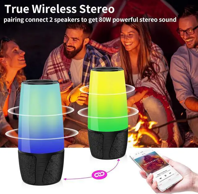 Alt view image 4 of 7 - FDY Portable Bluetooth Speaker,9 Color LED Lighting,Wireless Speakers 40W Loud Sound,IPX6 Waterproof,Bluetooth 5.3,360° Stereo Sound Effect for Home/Outdoor/Party/Beach, Birthday Gift(Colorful)