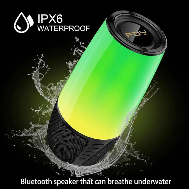 Alt view image 6 of 7 - FDY Portable Bluetooth Speaker,9 Color LED Lighting,Wireless Speakers 40W Loud Sound,IPX6 Waterproof,Bluetooth 5.3,360° Stereo Sound Effect for Home/Outdoor/Party/Beach, Birthday Gift(Colorful)