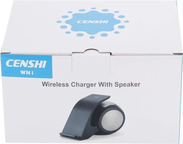 Alt view image 7 of 7 - CENSHI WN1 Premium Bluetooth Speakers and Fast Wireless Charger, Docking Station with Built in Mic Handsfree Call, for iPhone and Samsung Etc Qi Phone - Black