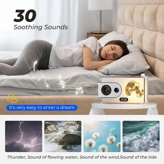 Alt view image 5 of 7 - Portable Bluetooth Speaker with Lights, 18W Portable Wireless Speakers with Subwoofer, Alarm Clock, Stereo Loud Sound, Deep Bass, AUX&TF-Card Input, Bluetooth 5.3, TWS Paring