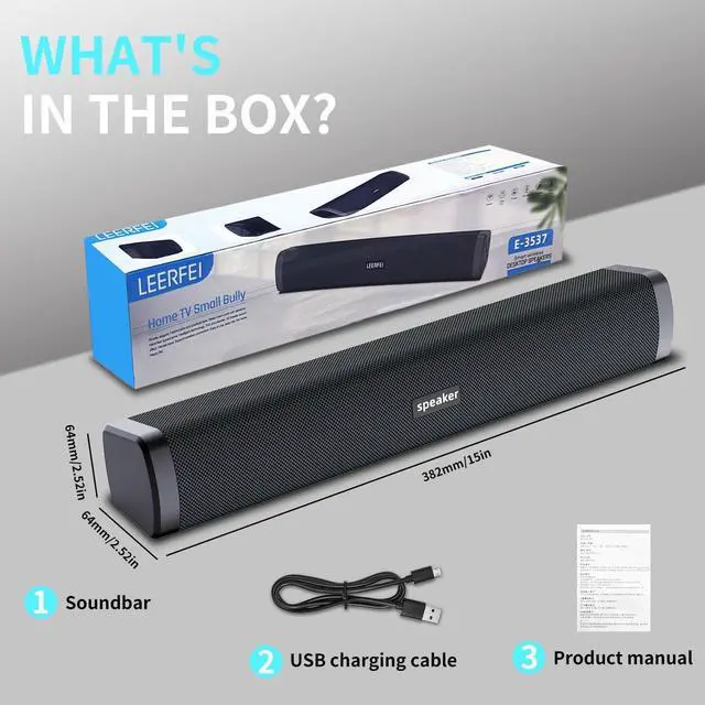 Alt view image 7 of 7 - OOYY Home Theater TV Sound Bar System Compatible for PC, Home Portable Wireless Sound Bar with Bluetooth, Portable Bluetooth Speaker