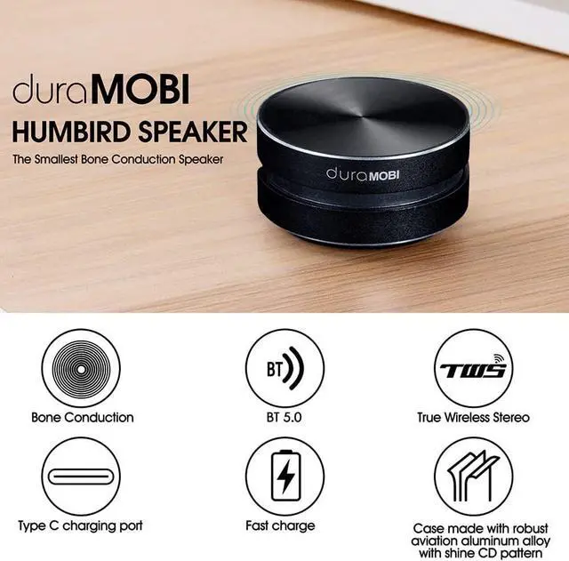 Alt view image 2 of 7 - Mini Speake 2 Pack Humbird Speaker Bone Conduction Speaker Mini Size Wireless Portable Speaker Loud Stereo Sound Built-in Mic Sound Box(Black)