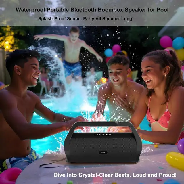 Alt view image 2 of 7 - Portable Outdoor Wireless Speaker, Max 120W Loudspeaker Boombox with Bluetooth 5.3, True Wireless Stereo (TWS) Pairing, Powerful Bass , 20H Playtime, Ideal for Beach, Pool Parties, Camping, Travel