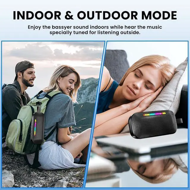 Alt view image 2 of 6 - Portable Bluetooth Speaker,IPX7 Waterproof Speakers Bluetooth Wireless,20W Portable Speaker with 24Hours Playtime, for Travel,Home,Pool,Outdoor Portable Bluetooth Speakers-LFS (Black)