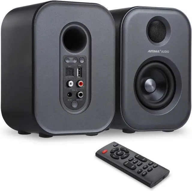 Alt view image 2 of 6 - AIYIMA S400 80 Watt 2.0 Channel Home Audio Active Bookshelf Speakers with Bluetooth/Optical/RCA/USB Input for TV,with Woofer, Horn Tweeter,Remote Control