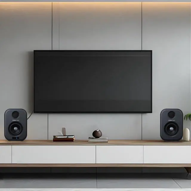 Alt view image 6 of 6 - AIYIMA S400 80 Watt 2.0 Channel Home Audio Active Bookshelf Speakers with Bluetooth/Optical/RCA/USB Input for TV,with Woofer, Horn Tweeter,Remote Control