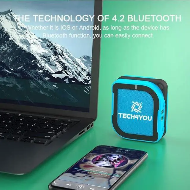 Alt view image 4 of 5 - 3-in-1 Multifunction Mini and Portable Bluetooth Speaker, 6000mAh Power Bank, Universal Dual USB Ports Wall Charger for 150+ Counties, Compatible with iPhone, Samsung, Google and More (Blue)