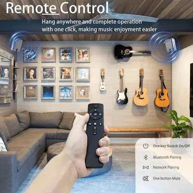 Alt view image 3 of 6 - Outdoor Bluetooth Speakers 400w for Garage, Patio, Porch, Gazebo, Soffit, Entertainment Room. Wall Mount Speaker, Wireless Sync Up to 100 Speakers, IPX5 Waterproof (2 Pcs)