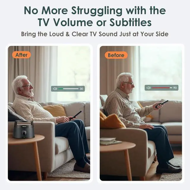 Alt view image 2 of 7 - SIMOLIO 621D Plus Wireless Speakers for TV for Seniors - Bluetooth TV Speakers for Hard of Hearing, Elderly, 3 EQ Modes, Dialog Enhancer, Portable Speaker for TVs, 164ft Range, Bluetooth Connectivity