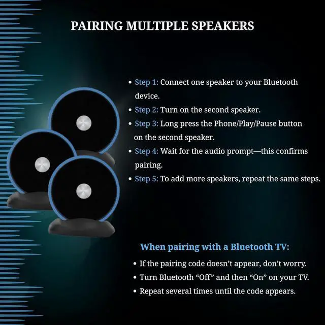 Alt view image 5 of 7 - Paired Bluetooth Speakers - Surround Sound Stereo Pairing Linkable for Home TV Car