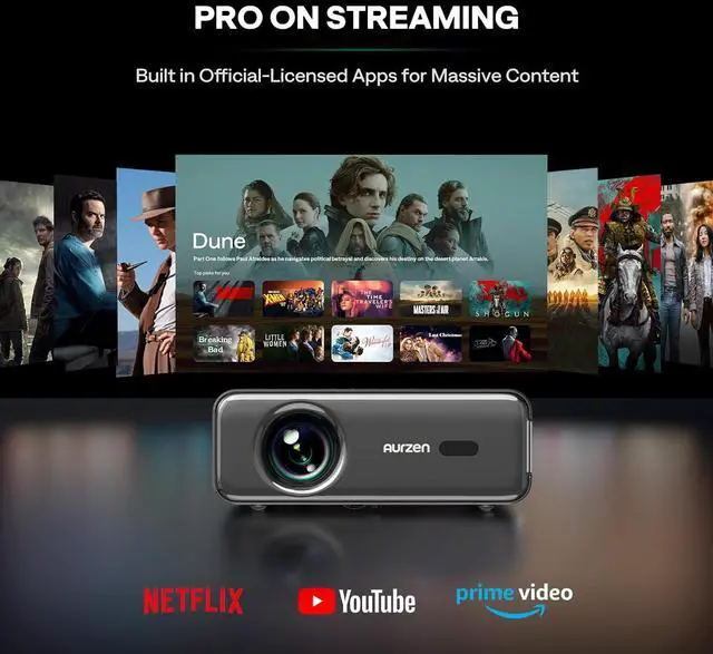 Alt view image 3 of 7 - EAZZE D1 Pro Smart Projector with WiFi and Bluetooth, Netflix Official, 20W Speakers, Dolby Audio & dbx-tv Total Sonics, Auto Focus & Keystone, Native 1080P Portable Outdoor Movie Projector