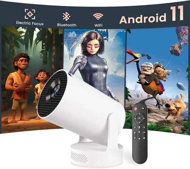 Main image of Electric Focus Mini Projector with Wifi and Bluetooth, 4K Support Portable Smart Projectors Video Game Proyector, 5W Soundbase Speaker, for Bedroom Home Theater