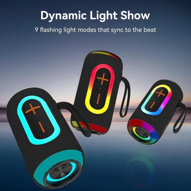 Alt view image 4 of 7 - Oraolo Portable Bluetooth Speaker with 24W Loud Stereo Sound, Colorful RGB Lights, TWS Pairing, Bluetooth 5.4, 15H Playtime, Support AUX/TF Card, Wireless Speaker for Outdoor Party Home