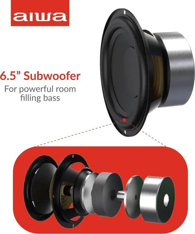 Alt view image 5 of 7 - Aiwa Exos-10 Portable Bluetooth Speaker, 200W RMS Power, 6.5 Subwoofer, Deep Bass, Party Sync, Backlit Display, FM/BT/USB/AUX, Remote Control, Carry Strap, Bluetooth V5.0